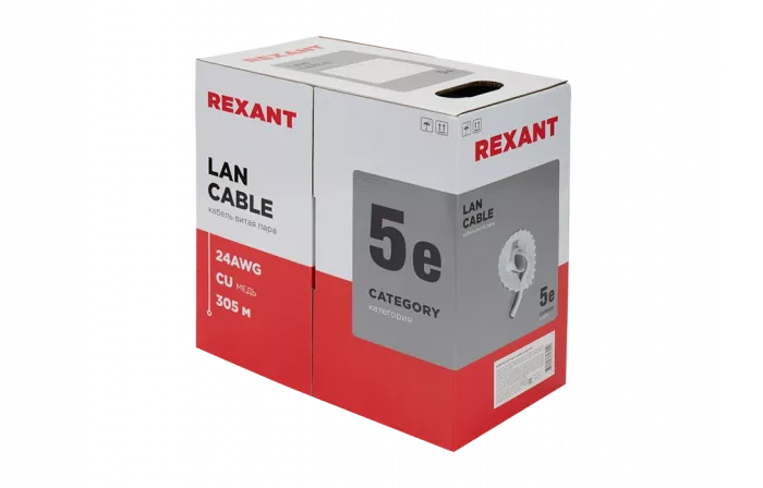 01-0043 Кабель витая пара REXANT UTP 4PR 24AWG, CAT5e (бухта 305 м)