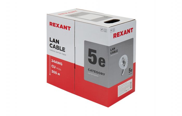 01-0043 Кабель витая пара REXANT UTP 4PR 24AWG, CAT5e (бухта 305 м)