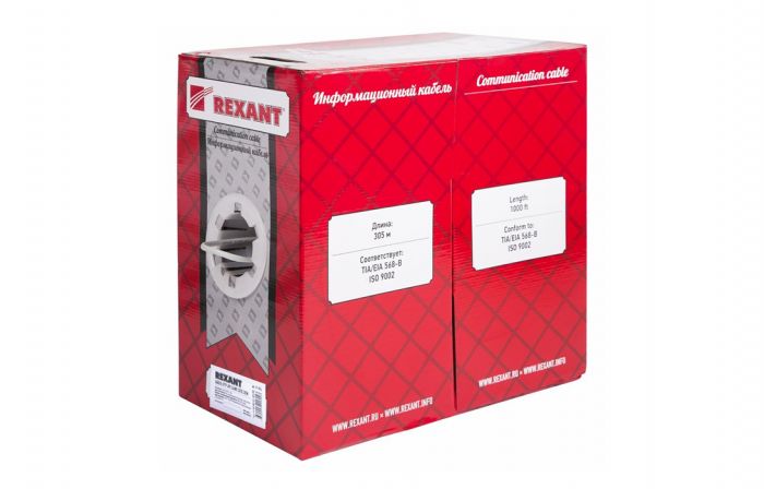 01-0342 Кабель витая пара REXANT SFTP 4PR 24AWG, CAT5e, бухта 305 м