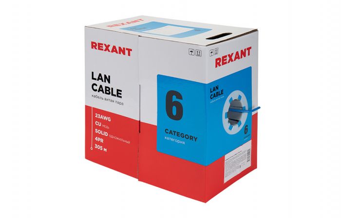 01-0047 Кабель витая пара REXANT UTP 4PR 23AWG, CAT6 (бухта 305 м)