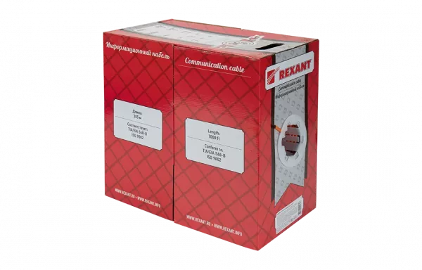 01-0150 Кабель витая пара REXANT FTP 4PR 24AWG, CAT5e, нг(А)-HF, LSZH (бухта 305 м)