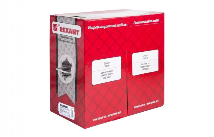 01-0342 Кабель витая пара REXANT SFTP 4PR 24AWG, CAT5e, бухта 305 м