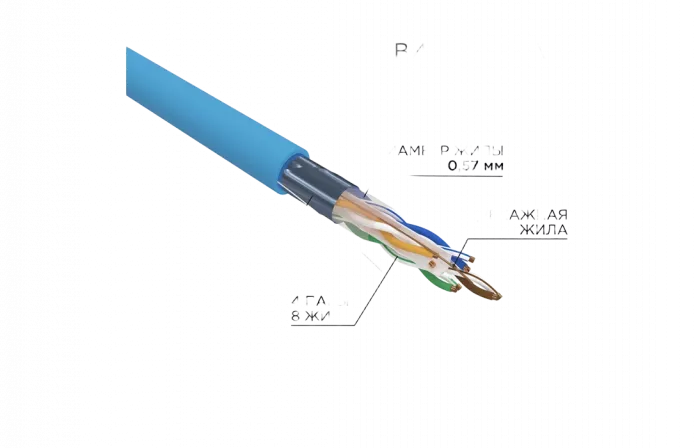 01-0147 Кабель витая пара REXANT FTP 4PR 23AWG, CAT6 (бухта 305 м)