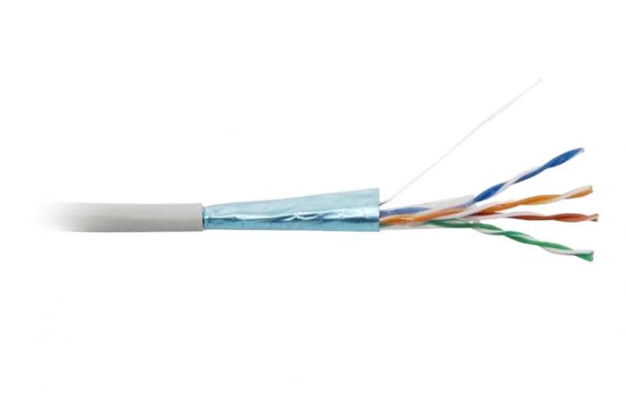 42052 Hyperline FUTP4-C5E-S24-IN-PVC-GY-305 (305 м) Кабель витая пара, экранированная F/UTP, категория 5e, 4 пары (24 AWG), одножильный (solid), экран