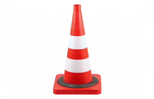 Конус сигнальный КС 2.4.0 с 2 белыми полосами и утяжелителем