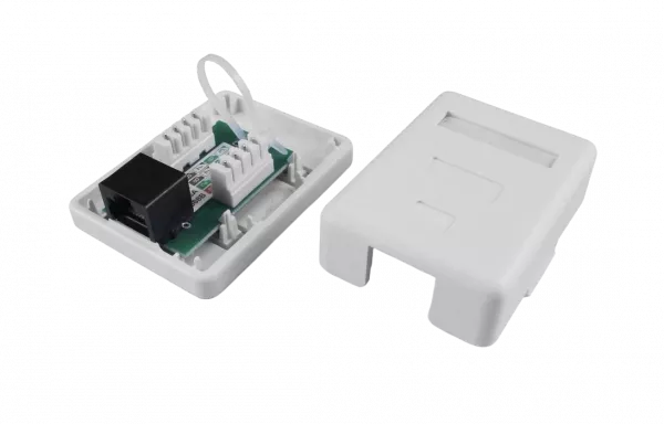 430230 Hyperline SB1-1-8P8C-C5e-WH Розетка компьютерная RJ-45(8P8C), категория 5e, одинарная, внешняя, Dual IDC