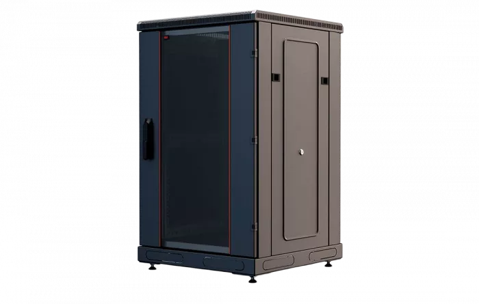 Шкаф телекоммуникационный напольный 19",18U(800x800), ШТ-НП-М-18U-800-800-С-Ч, передняя дверь стекло, черный ССД