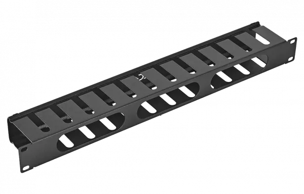 Органайзер кабельный горизонтальный с крышкой ОКГК-19"-1U-Ч чёрный ССД