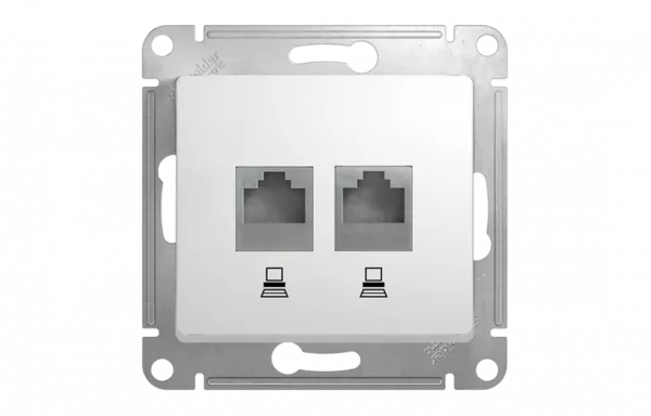 Розетка двойная компьютерная RJ45 Cat.5 Schneider Electric GLOSSA, белый
