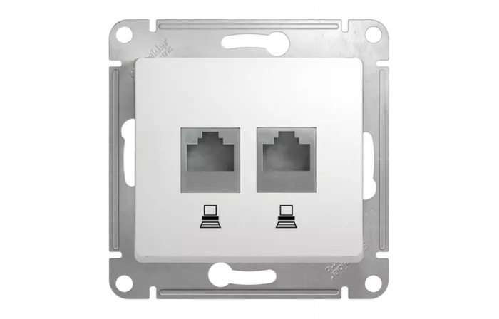 Розетка двойная компьютерная RJ45 Cat.5 Schneider Electric GLOSSA, белый