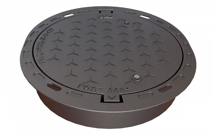 Люк плавающий ВЧШГ с шарниром и замком  ТМ "Д-400" (КК) 2.7.9-60 h=140 мм (ОУЭ-600-СМ/140)