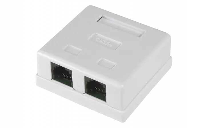 03-0151 Розетка компьютерная 2-порт RJ-45 (8P8C), cat 5e, внешняя  REXANT
