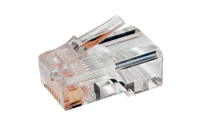 49377 Hyperline PLUG-8P8C-U-C5-100 Разъем RJ-45(8P8C) под витую пару, категория 5e (50 µ"/ 50 микродюймов), универсальный (для одножильного и (100шт)