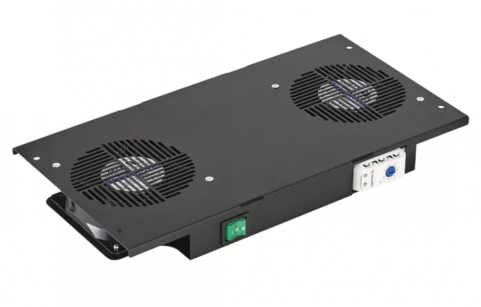 Вентиляторный модуль потолочный , 2 вентилятора с термореле ВМ-2-Т-Ч черный ССД