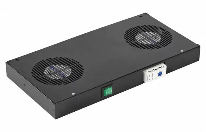 Вентиляторный модуль , 2 вентилятора с термореле  ВМ-2-19"-Т-Ч черный ССД