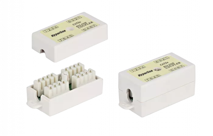 23533 Hyperline CA-IDC-C5e-WH Проходной адаптер (coupler), Dual IDC, категория 5e, 4 пары