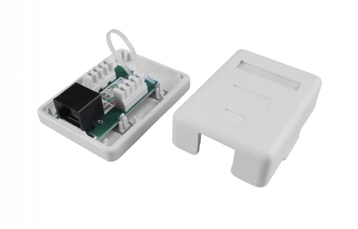 430230 Hyperline SB1-1-8P8C-C5e-WH Розетка компьютерная RJ-45(8P8C), категория 5e, одинарная, внешняя, Dual IDC