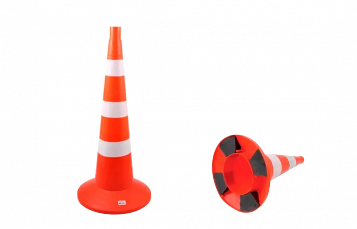 Конус сигнальный КС 3.6.0 с 3 комбинированными полосами и утяжелителем