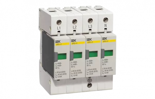 MOP20-4-C Огр-ль имп. перенапр. ОПС1-C 4P In=20kA Un=400B Im=40kA ИЭК