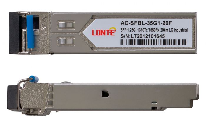 SFP WDM 1.25G Tx1310/Rx1550 20km LC DDM, industrial