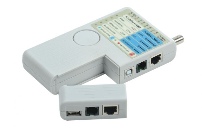 12-1003 Тестер кабеля универсальный 5 в 1  RJ-45+RJ-11+1394+USB+BNC  3468  REXANT