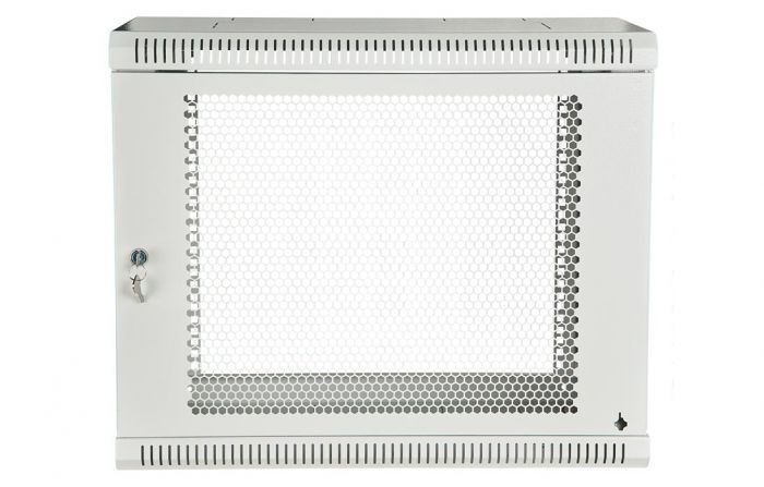 Шкаф телекоммуникационный настенный разборный 19”,9U(600x450), ШТ-НСр-9U-600-450-П дверь перфорированная ССД