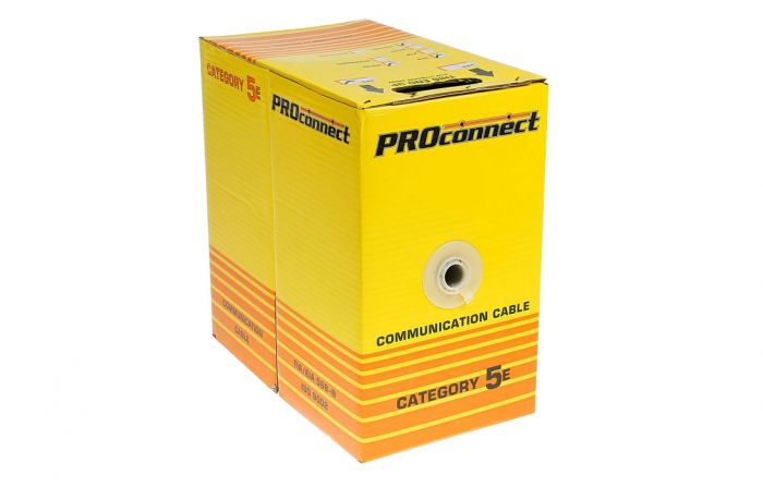 01-0022-3 Кабель витая пара PROconnect UTP 2PR 24AWG, CCA, CAT5e, PVC, серый, бухта 305 м