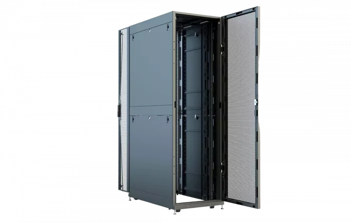 Шкаф телеком. напольный серверный ЦОД 19",42U(600x1000) , ШТ-НП-СЦД-42U-600-1000-П2П передняя дверь перфорированная,задняя перф.двойная. RAL9005