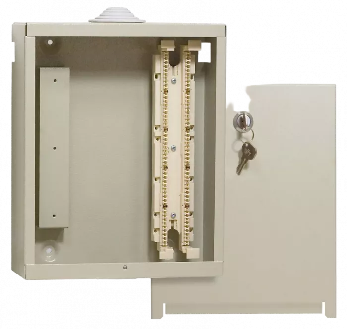 Коробка распределительная КР-100, 100 пар, блоки типа 110 (без блоков, без модулей, с замком) ССД