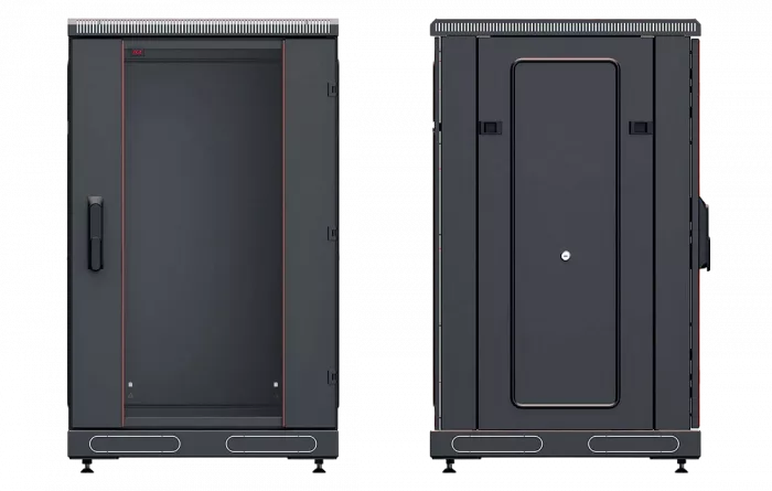 Шкаф телекоммуникационный напольный 19",18U(600x1000), ШТ-НП-М-18U-600-1000-С-Ч, передняя дверь стекло, черный ССД