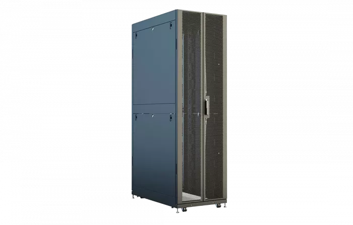 Шкаф телеком. напольный серверный ЦОД 19",42U(800x1200) , ШТ-НП-СЦД-42U-800-1200-П2П передняя дверь перфорированная,задняя перф.двойная. RAL9005