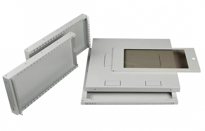 Шкаф телекоммуникационный настенный разборный со съемными боковыми стенками 19”,9U(600x650), ШТ-НСрМ-9U-600-650-С дверь стекло ССД