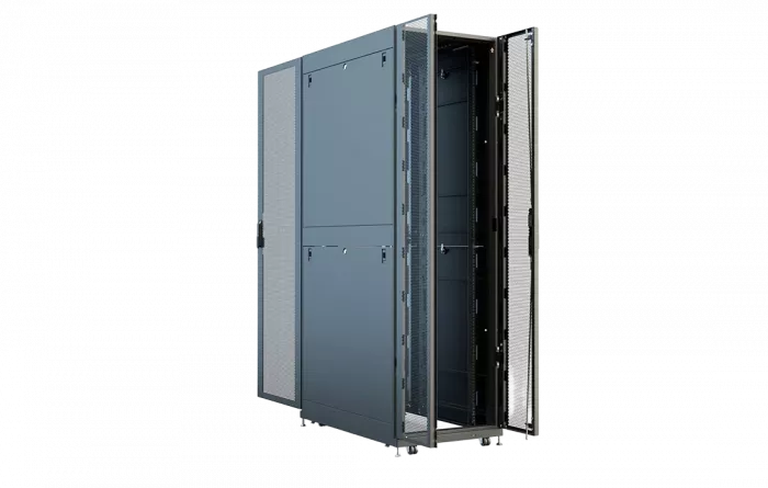 Шкаф телеком. напольный серверный ЦОД 19",42U(600x1000) , ШТ-НП-СЦД-42U-600-1000-П2П передняя дверь перфорированная,задняя перф.двойная. RAL9005