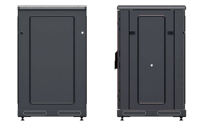 Шкаф телекоммуникационный напольный 19",18U(600x1000), ШТ-НП-М-18U-600-1000-С-Ч, передняя дверь стекло, черный ССД