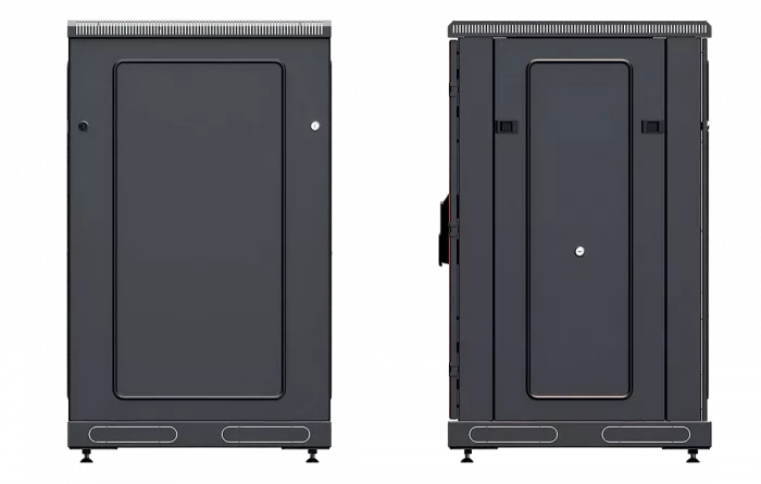 Шкаф телекоммуникационный напольный 19",18U(600x600), ШТ-НП-М-18U-600-600-С-Ч, передняя дверь стекло, черный ССД