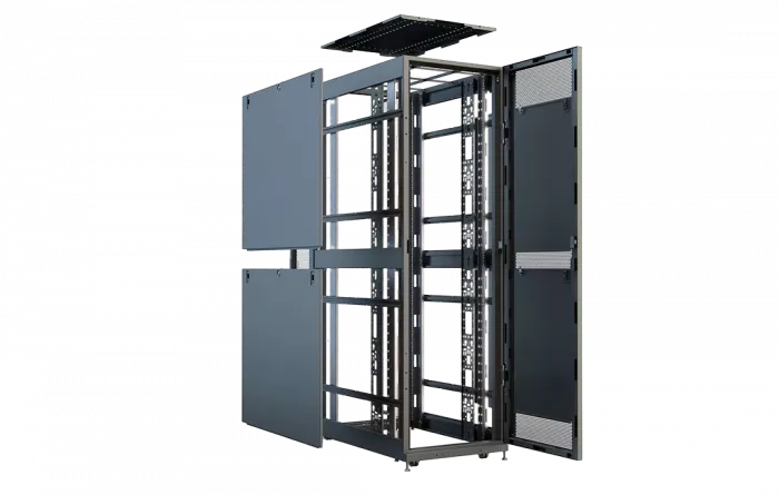 Шкаф телеком. напольный серверный ЦОД 19",45U(800x1000) , ШТ-НП-СЦД-45U-800-1000-П2П передняя дверь перфорированная,задняя перф.двойная. RAL9005