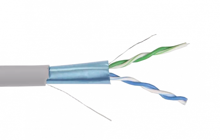 LC1-C5E02-311 ITK Кабель связи витая пара F/UTP, кат.5E 2х2х24AWG solid, PVC, 500м, серый