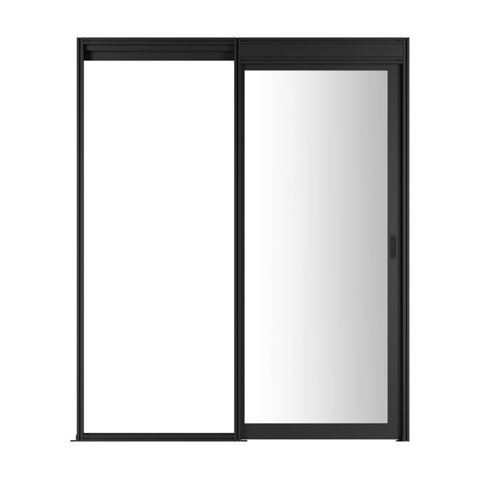 Дверной блок системы изоляции NTSS 48U, с одной механической дверью, стекло, с замком, для коридора без левого ряда шириной 1000 мм, RAL 9005 чёрный