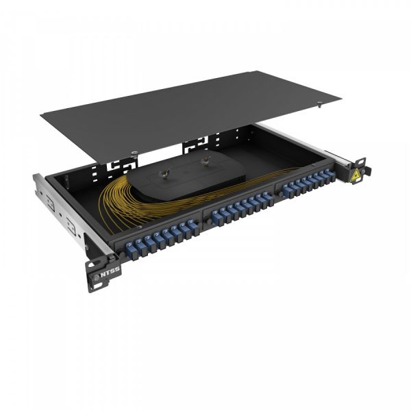 Кросс 19" NTSS PREMIUM выдвижной, предсобранный 1U, 8 портов SC/UPC, 9/125 мкм, черный