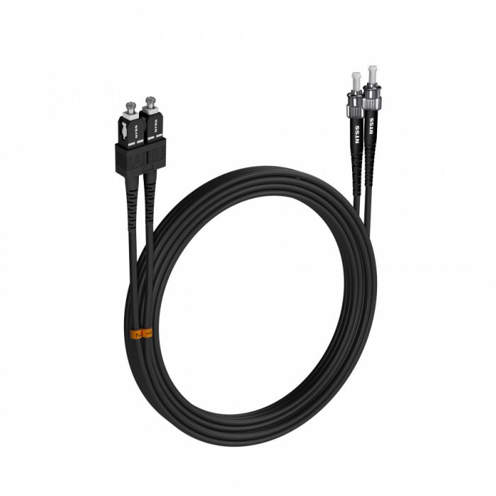 Шнур оптический NTSS dpc SC/UPC-ST/UPC 9/125 3.0мм 15м черный LSZH (патч-корд)