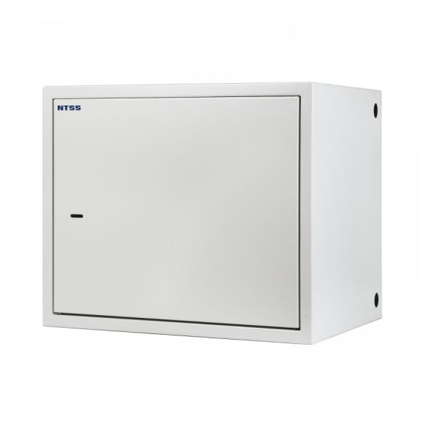 Шкаф настенный антивандальный распашной NTSS WAR 14U 600×500мм, 2 профиля 19, сварной, серый RAL 7035