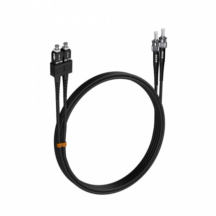 Шнур оптический NTSS dpc SC/APC-ST/UPC 9/125 3.0мм 4м черный LSZH (патч-корд)