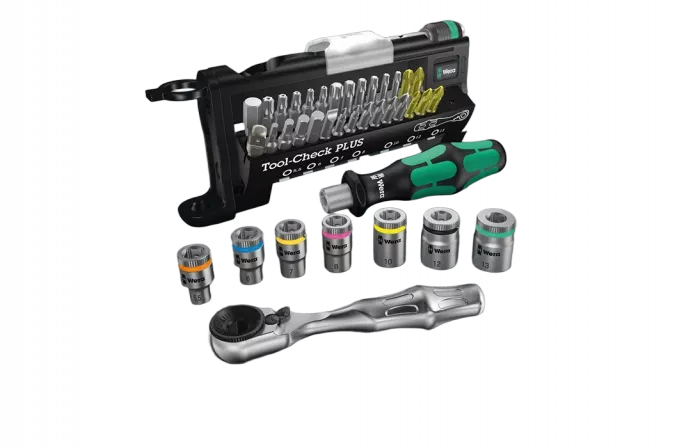 WE-056490 Tool-Check PLUS Набор бит и головок с трещоткой и отвёрткой-битодержателем, 39 пр.