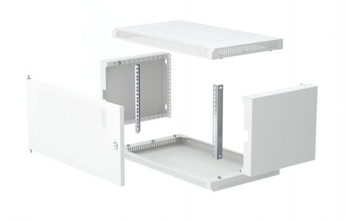 Шкаф телекоммуникационный настенный разборный 19”,6U(600x550), ШТ-НСр-6U-600-550-П дверь перфорированная ССД