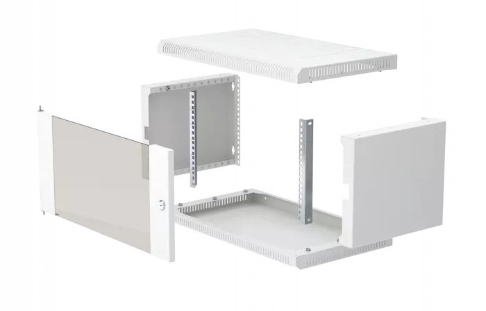 Шкаф телекоммуникационный настенный разборный 19”,6U(600x350), ШТ-НСр-6U-600-350-С дверь стекло ССД