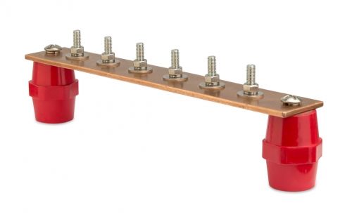 NE2010 Главная заземляющая шина с изоляторами, 10 подкл.380мм?40мм?4мм, медь