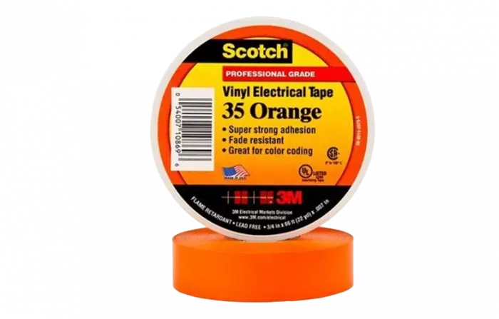 7100238737 Scotch 35, оранжевая, изоляционная лента высшего класса, 19мм х 20м х 0,18мм