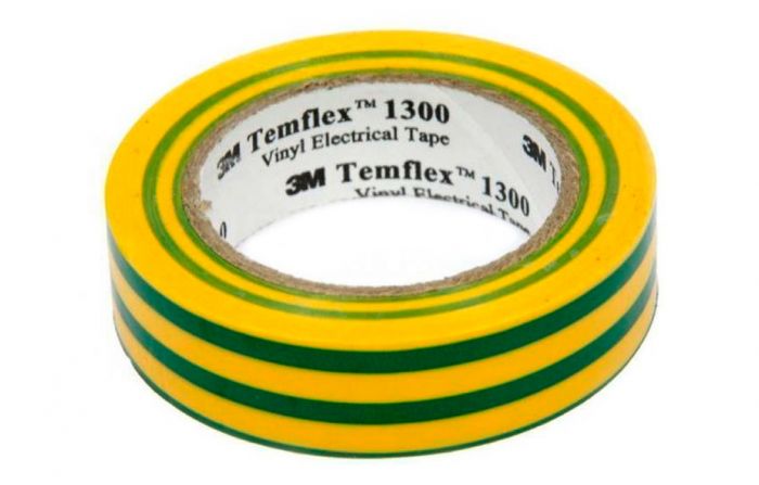 7100080346 Temflex 1300, желт-зел, универсальная изоляционная лента, 19мм х 20м х 0,13мм