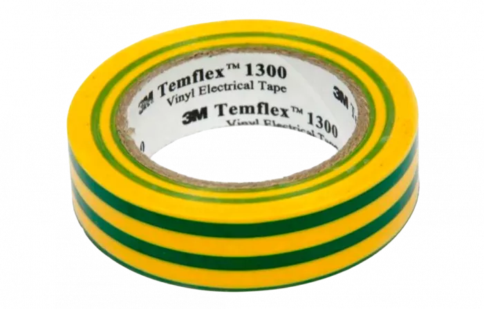 7100080346 Temflex 1300, желт-зел, универсальная изоляционная лента, 19мм х 20м х 0,13мм