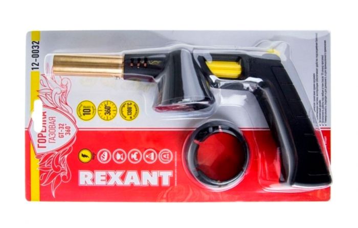 12-0032 Газовая горелка-насадка GT-32 360 с пьезоподжигом REXANT